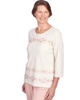 Alfred Dunner® English Garden Flower Biadere Embroidery Split Hem Top thumbnail number 3