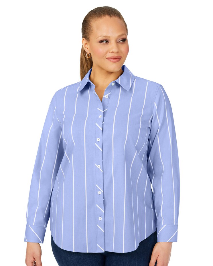 Foxcroft Ava Stretch Non-Iron Simply Stripe Shirt image number 4
