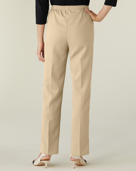 Herringbone Straight Leg Pull-On Pants