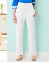 Cotton Tab-Front Straight Leg Pull-On Denim Jeans thumbnail number 1