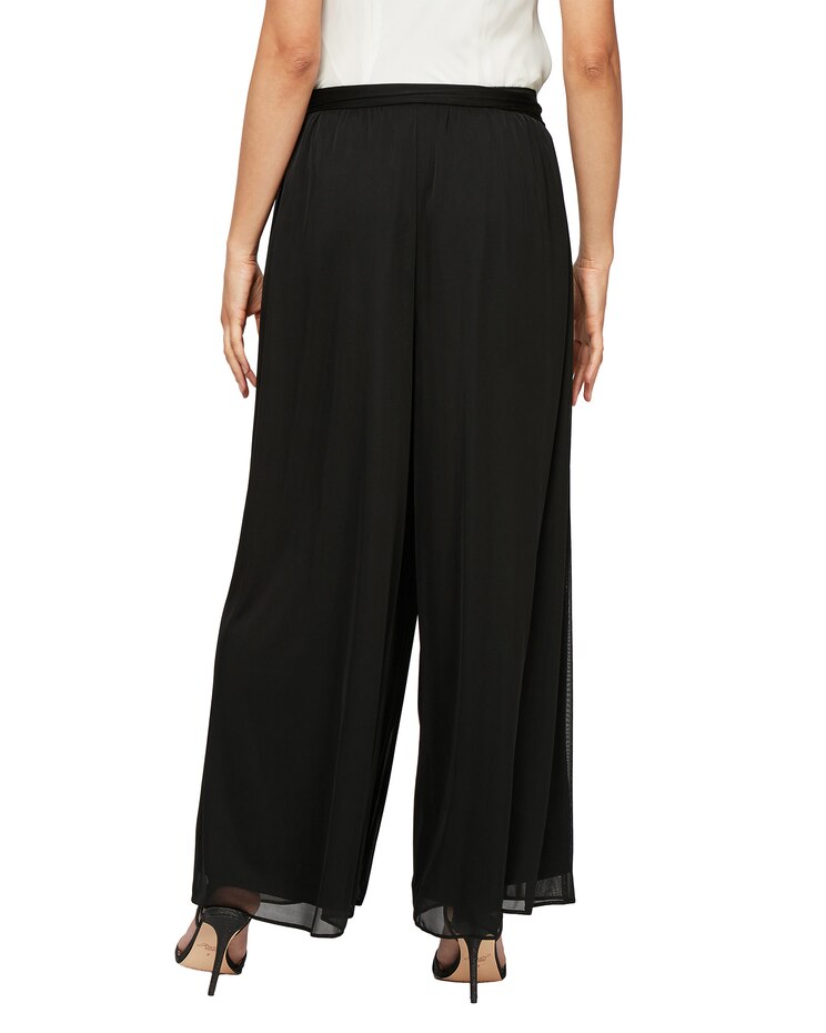 Wide Leg Mesh Pant with Tie Belt image number 2