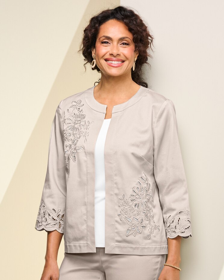Cut Out Floral Jacket by Alfred Dunner image number 1