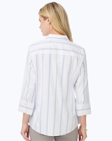 Foxcroft Mary 3/4 Sleeve Stretch Stripe Shirt thumbnail number 3