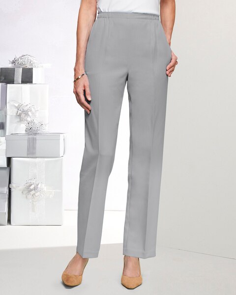 Herringbone Straight Leg Pull-On Pants