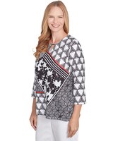 Alfred Dunner® Wild At Heart Geometric Multi Textured Patchwork Top thumbnail number 3