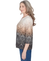 Alfred Dunner® Classics Ombre Beaded Keyhole Neck Top thumbnail number 7