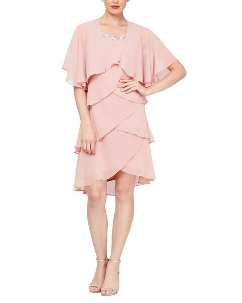 S.L. Fashions Chiffon Tier Jacket Dress