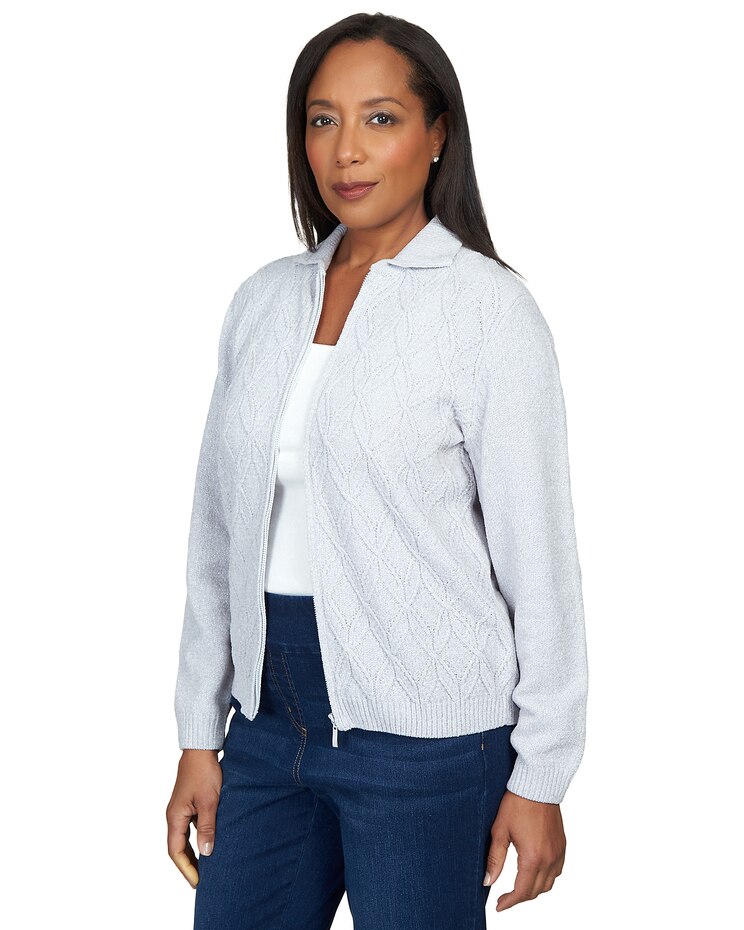 Alfred Dunner® Classics Classic Zip Up Front Cardigan image number 2