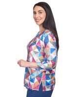 Alfred Dunner® Chelsea Market Box Print Mini Ruffle Top thumbnail number 4