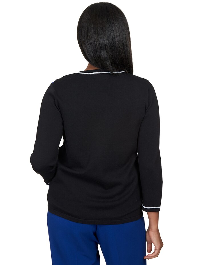 Alfred Dunner® Downtown Vibe Spliced Colorblock 3/4 Sleeve Sweater image number 2