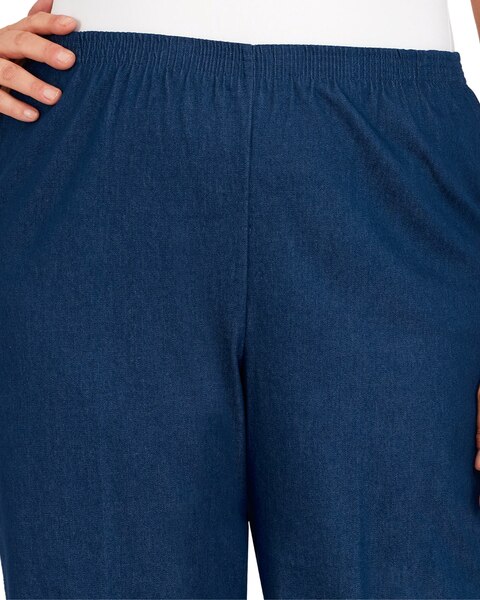 Alfred Dunner Classic Pull-On Denim Proportioned Straight Leg With Elastic Waistband Pants