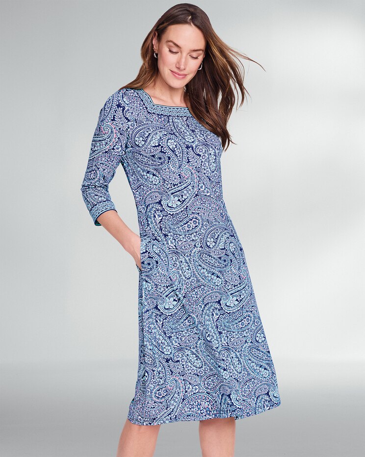 Paisley Border-Trim Knit Dress image number 1