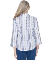 Alfred Dunner® Classics Jacquard Stripe Collared Button Down Top thumbnail number 2