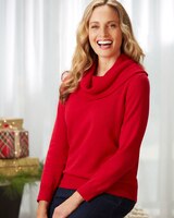 Cotton Rayon Cowl Neck Long Sleeve Sweater thumbnail number 2