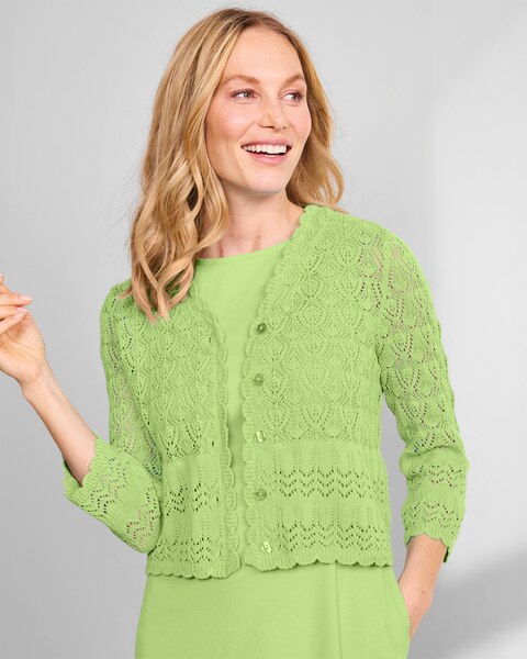Mixed-Stitch Cardigan Shrug 