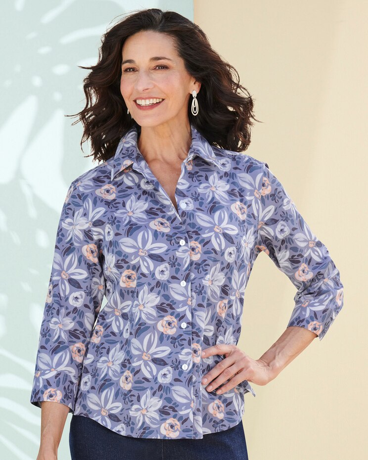 Foxcroft Brushstroke Blossoms Shirt image number 1