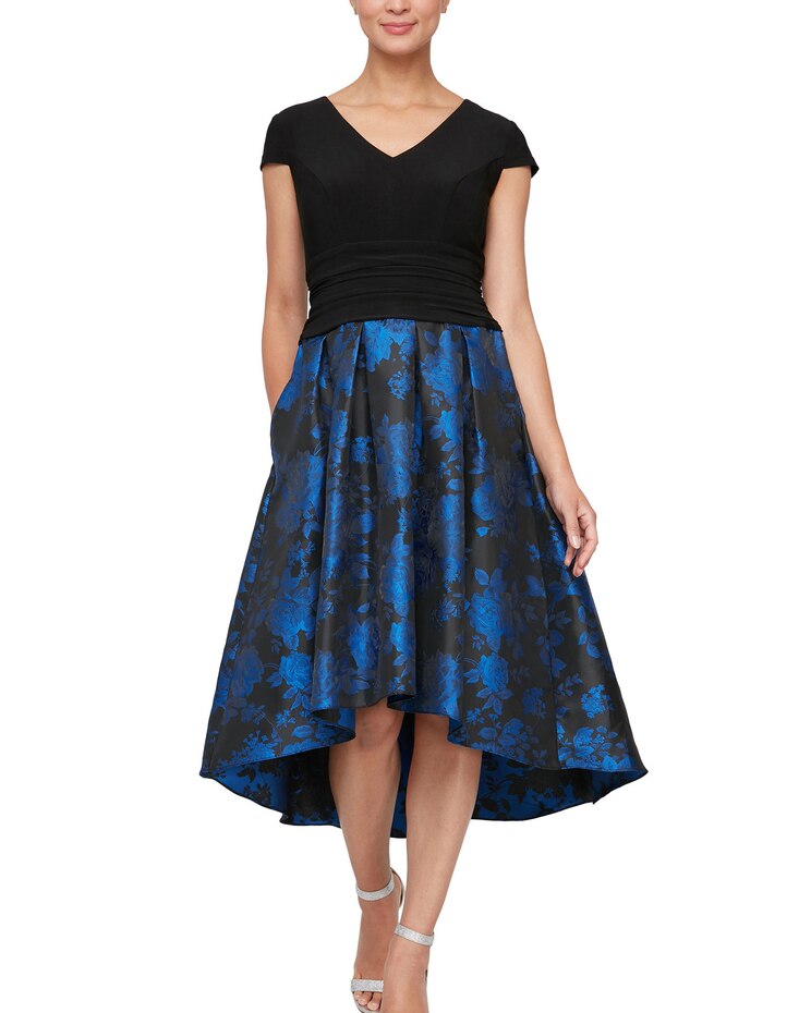 Alex Evenings Cap Sleeve Floral Printed Party Dress image number 1