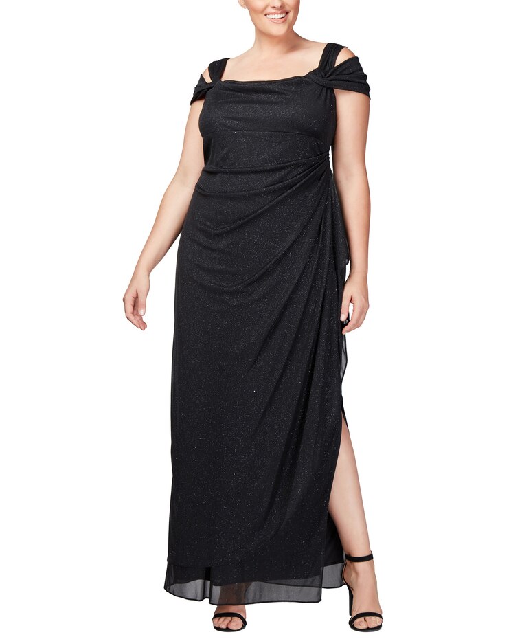 Cold Shoulder Glitter Mesh Dress  image number 4
