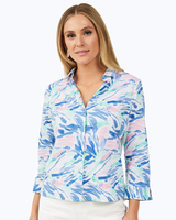 Foxcroft Lucie 3/4 Sleeve Tropical Paint Strokes Blouse thumbnail number 1