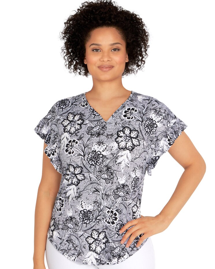 Ruby Rd® Puff Floral Top image number 1