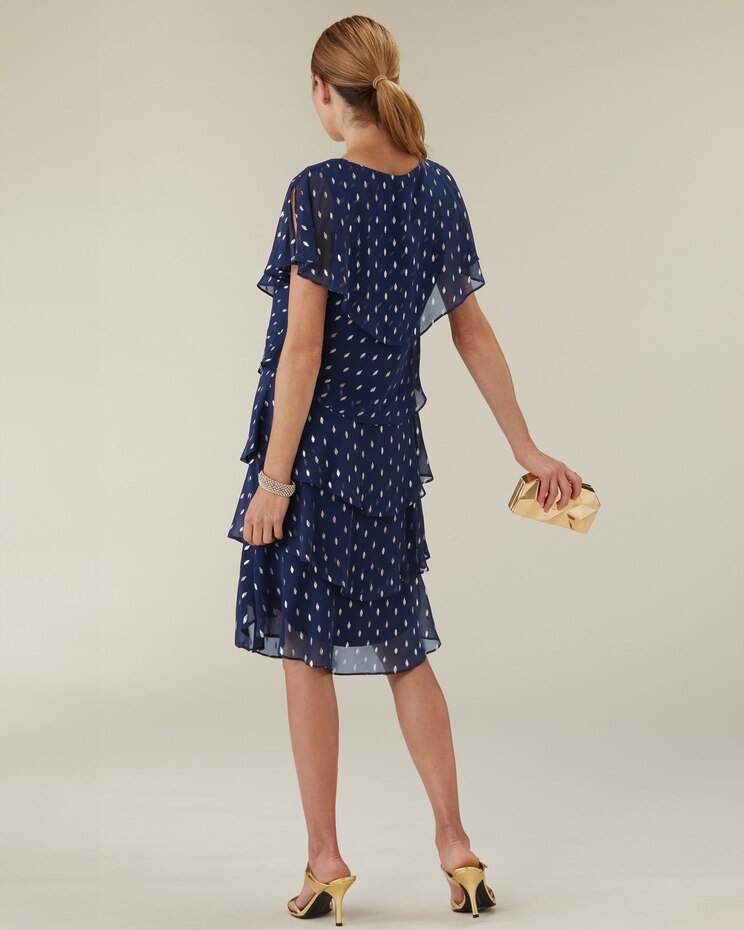 Tiered Metallic Print Dress image number 3