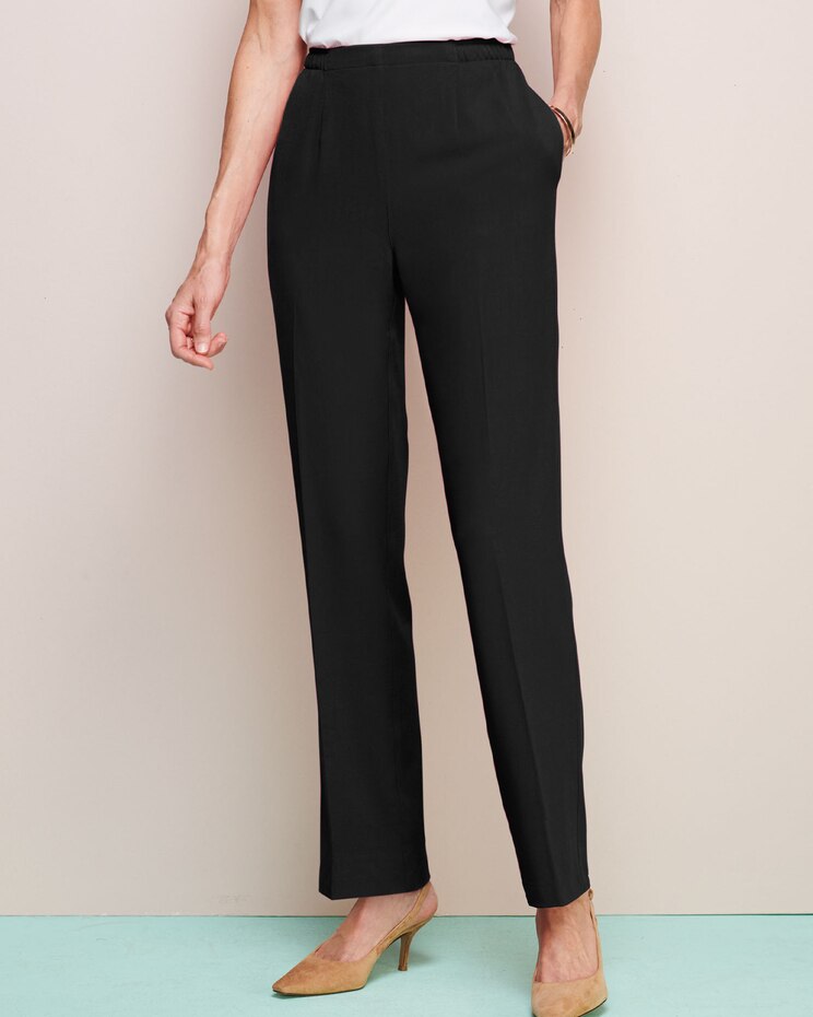 Look-of-Linen Straight Leg Pull-On Pants image number 1