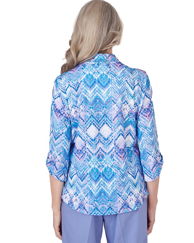 Alfred Dunner® Summer Breeze Zig Zag Button Down Blouse image number 2