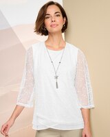 Alfred Dunner Popcorn Mesh Overlay Top thumbnail number 1