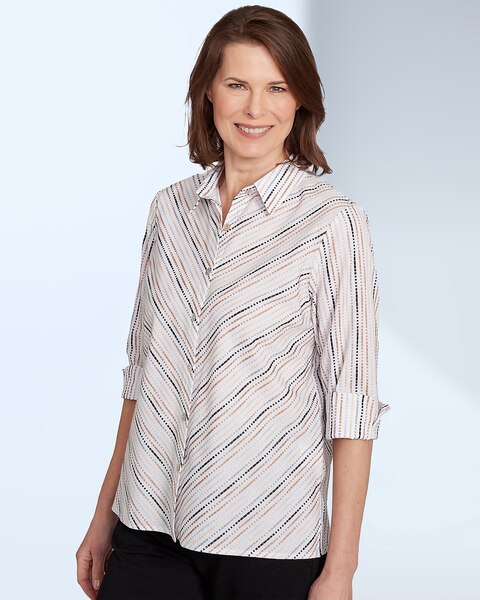 Mitered Texture Stripe Shirt by Alfred Dunner