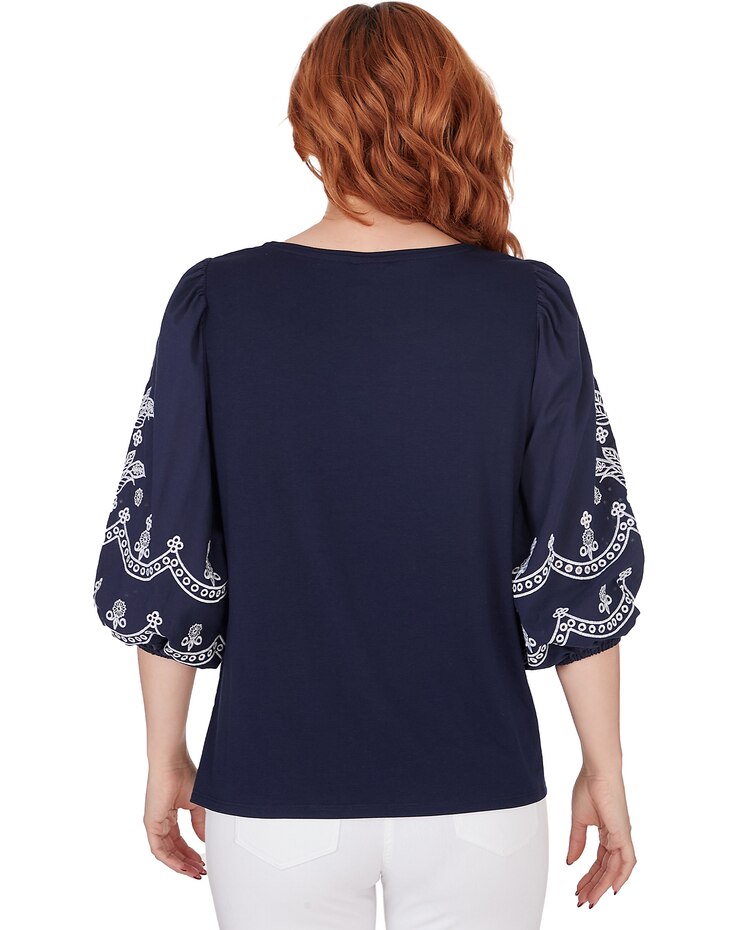 Ruby Rd® By The Sea Knit Embroidered Top image number 2