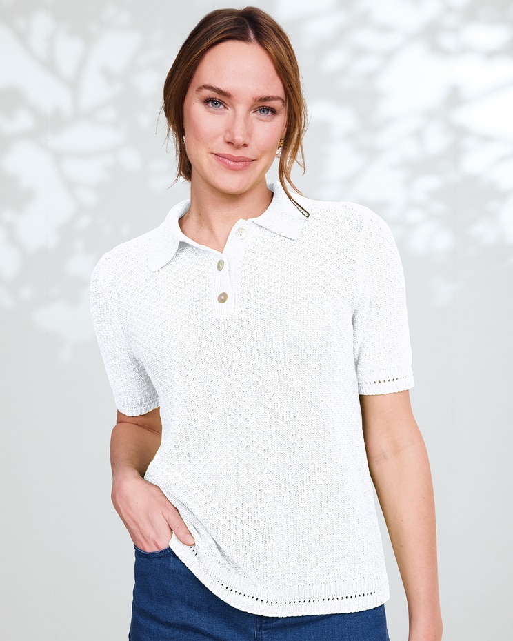 Linen/Cotton Honeycomb Polo image number 1