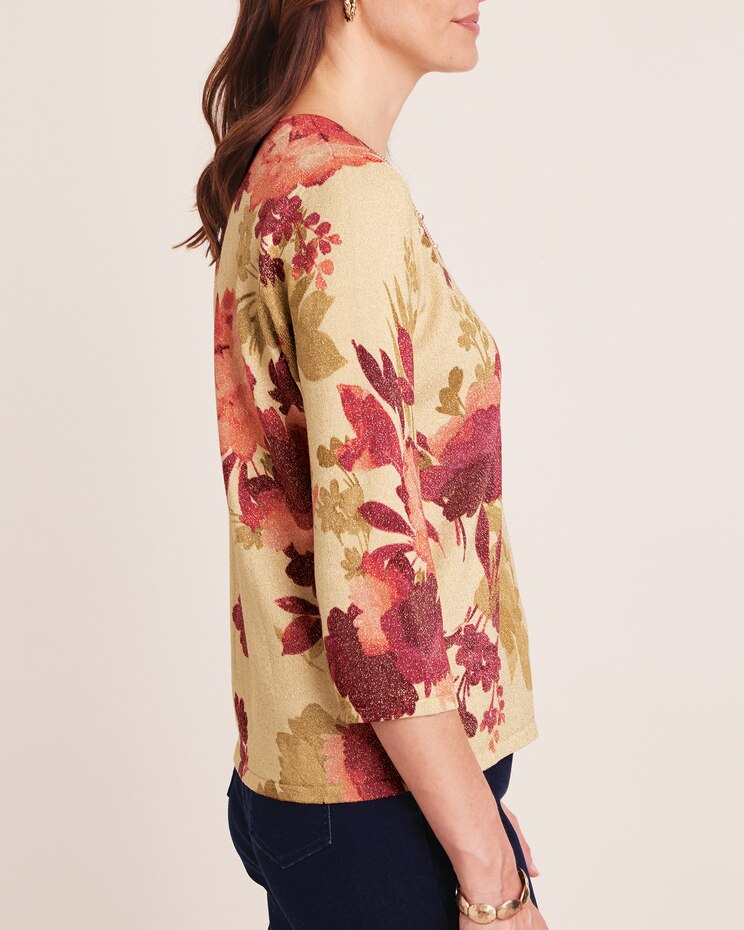 Alfred Dunner® Mulberry Street Floral Shimmer Print Sweater image number 3