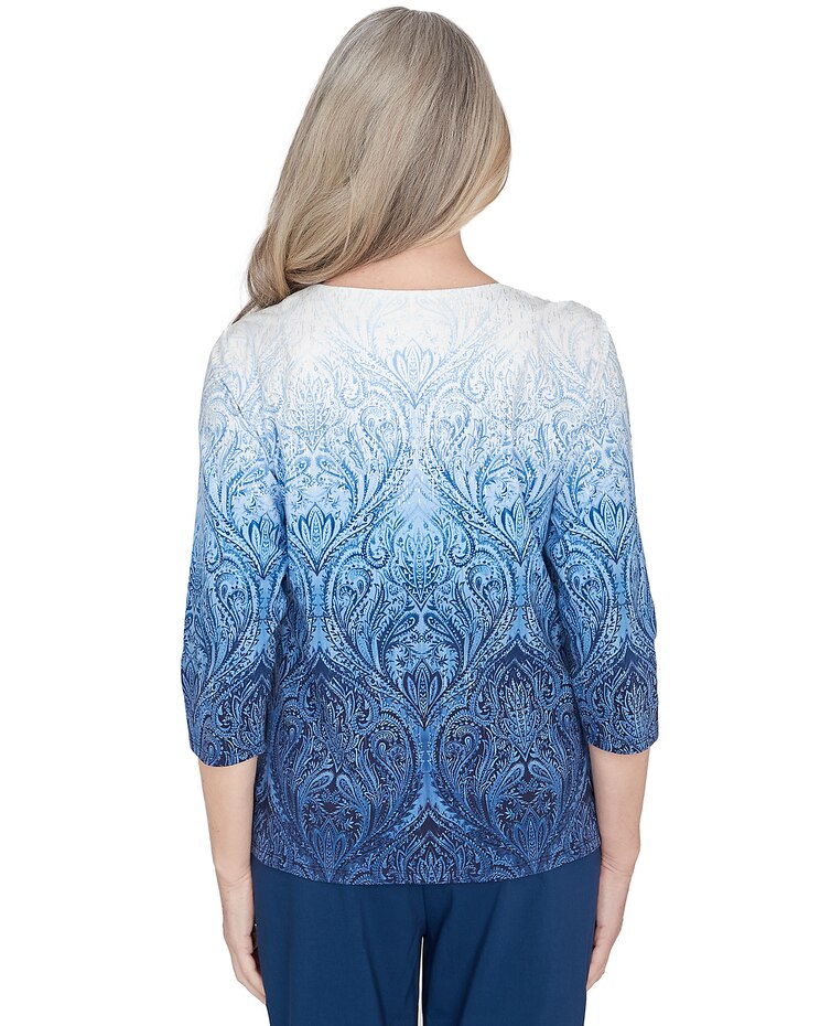 Alfred Dunner® Classics Ombre Beaded Keyhole Neck Top image number 2