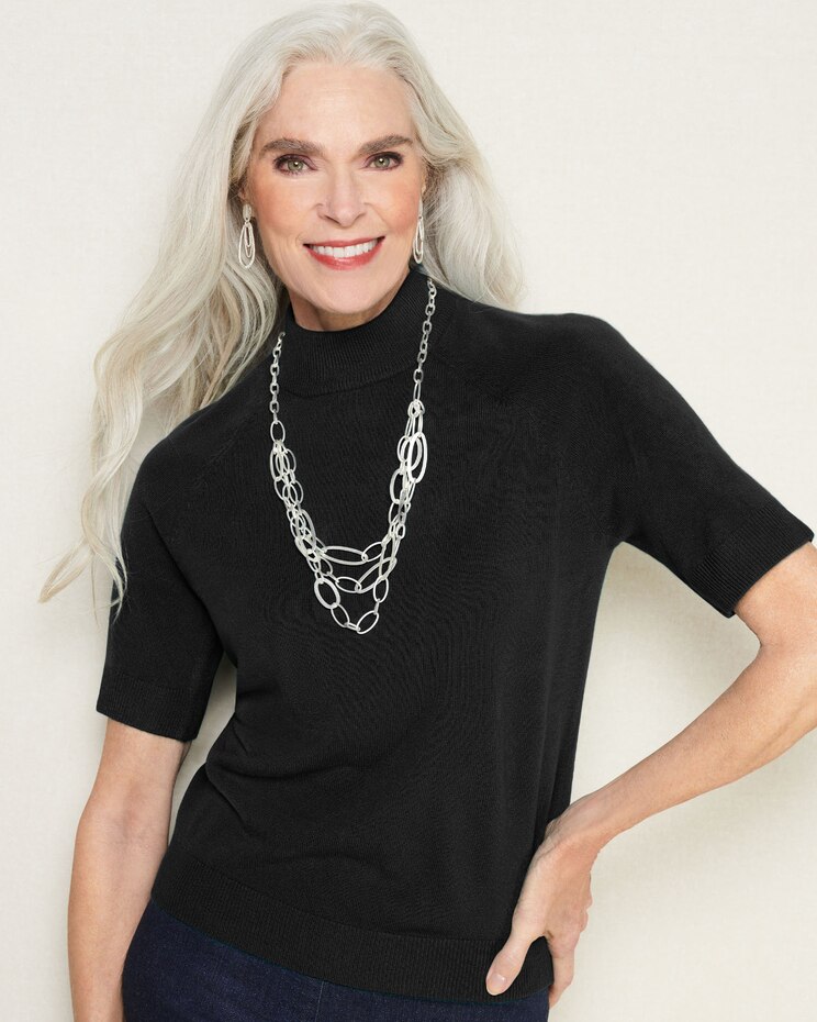 Soft Spun® Acrylic Mock Neck Short Sleeve Sweater image number 1