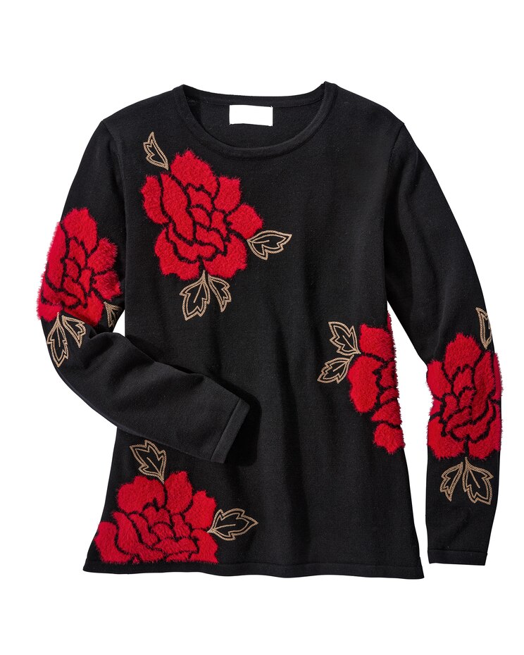 Alfred Dunner Floral Jacquard Sweater image number 1