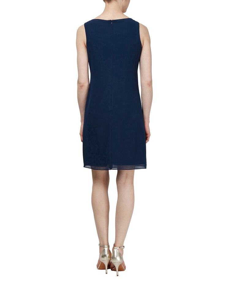 S.L. Fashions Caplet Beaded High Neck Dress image number 6