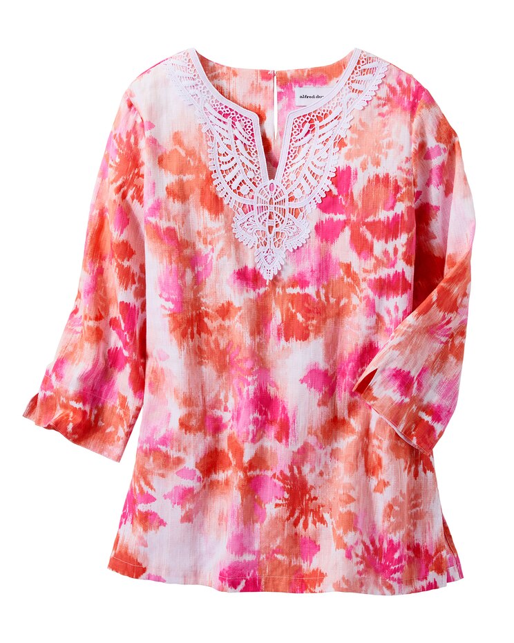 Alfred Dunner Ikat Watercolor Lace Shirt image number 1