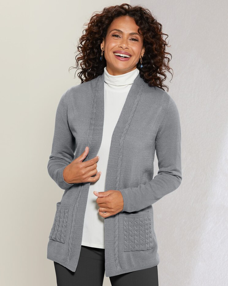 Open Cable Acrylic Cardigan image number 1