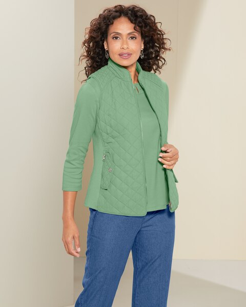 Quilted Sweater Trim Vest