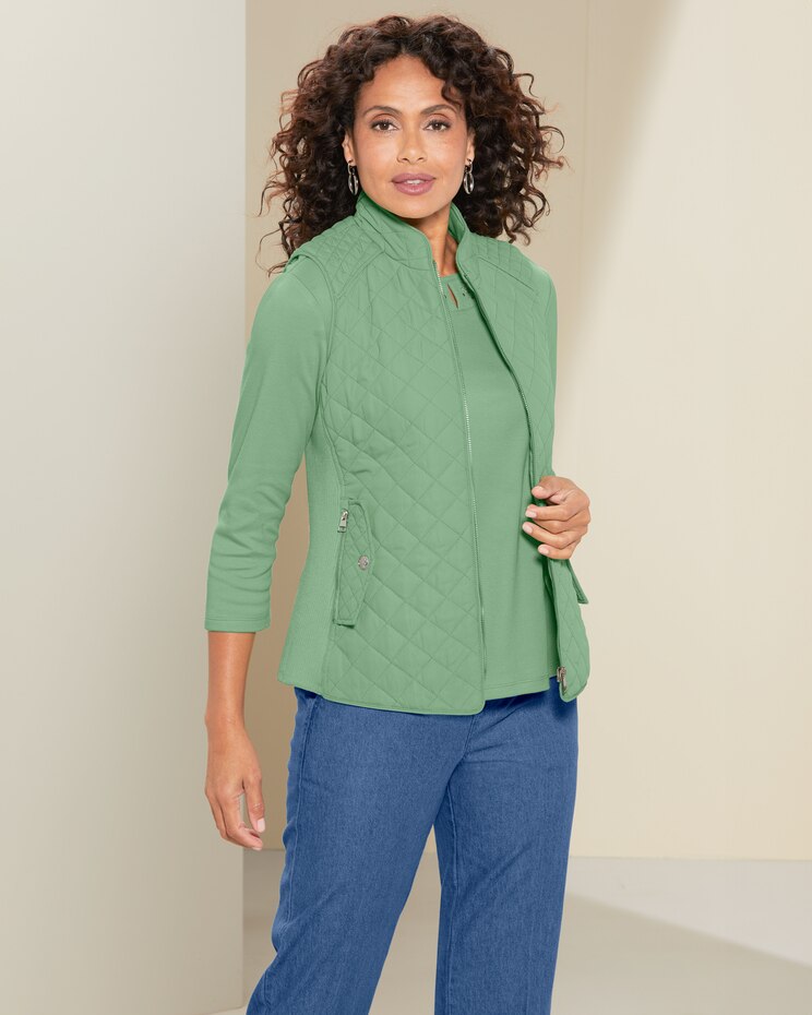 Quilted Sweater Trim Vest image number 3