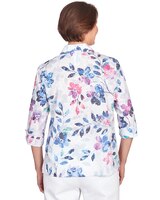 Alfred Dunner® Floral Burnout Button Down Top thumbnail number 2