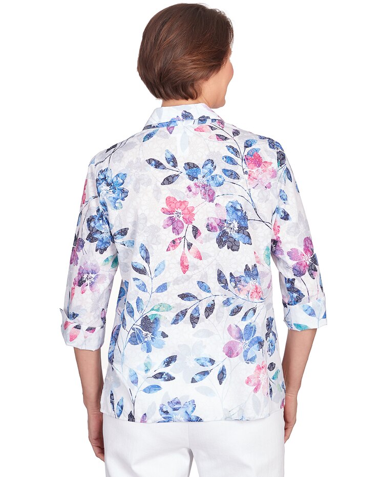 Alfred Dunner® Floral Burnout Button Down Top image number 2