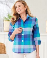 Balboa Plaid ¾ Sleeve Shirt by Foxcroft thumbnail number 1