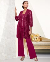 Three-Piece Sequin Duster Pant Set thumbnail number 1
