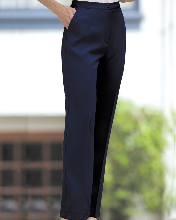 Herringbone Straight Leg Zip-Front Pants image number 1