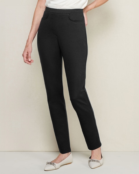Everyday Slim-Leg Ponte Knit Pull-on Pants
