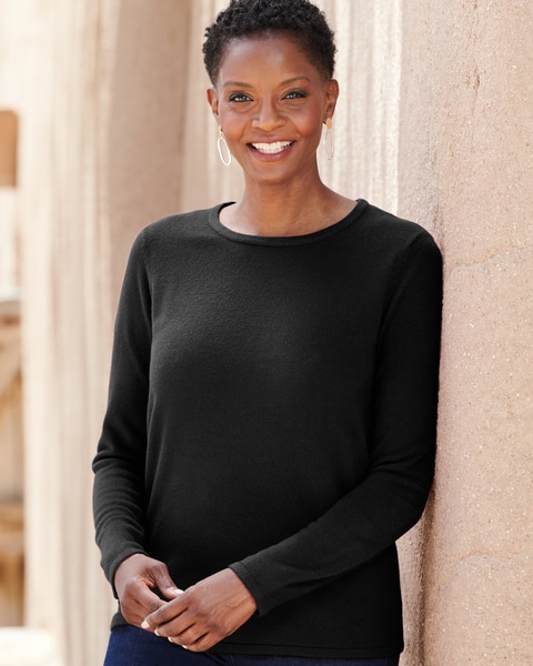 Soft Spun™ Acrylic Long Sleeve Jewel Neck Sweater
