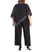 S.L. Fashions Jumpsuit with Attached Asymetric Cape and Silver Hem Detail thumbnail number 4