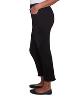 Alfred Dunner® Wild At Heart Embroidered Floral Denim Fringe Ankle Pant thumbnail number 4