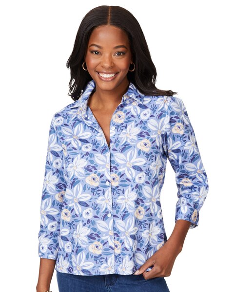 Ruby Non-Iron Brushstoke Blossoms Shirt